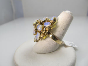 Vintage Opal Cluster Ring, 14k Yellow Gold