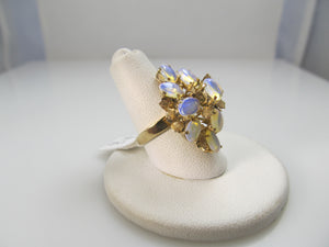 Vintage Opal Cluster Ring, 14k Yellow Gold