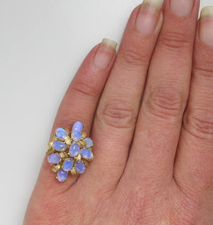 Vintage Opal Cluster Ring, 14k Yellow Gold