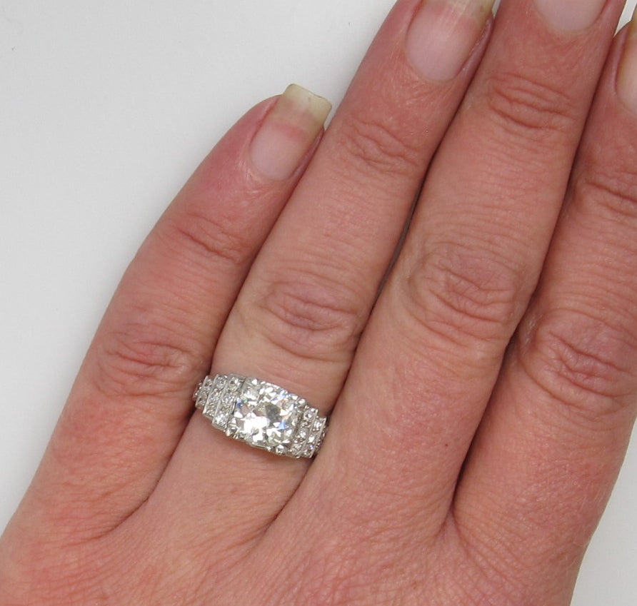 Antique Platinum Ring With A 2.15ct Diamond, Circa 1920