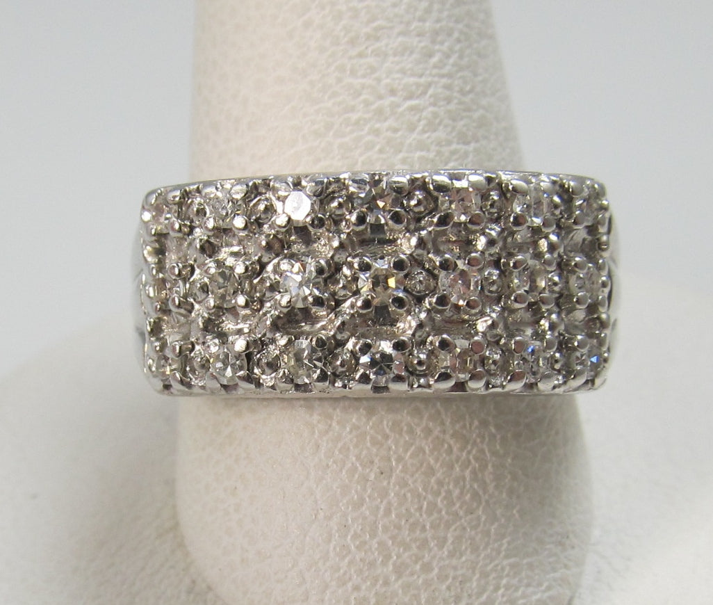 Vintage 14k white gold band with .50cts in diamonds