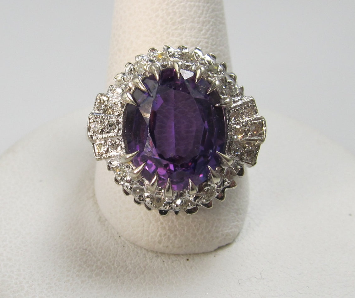 vintage amethyst diamond white gold ring, victorious cape may