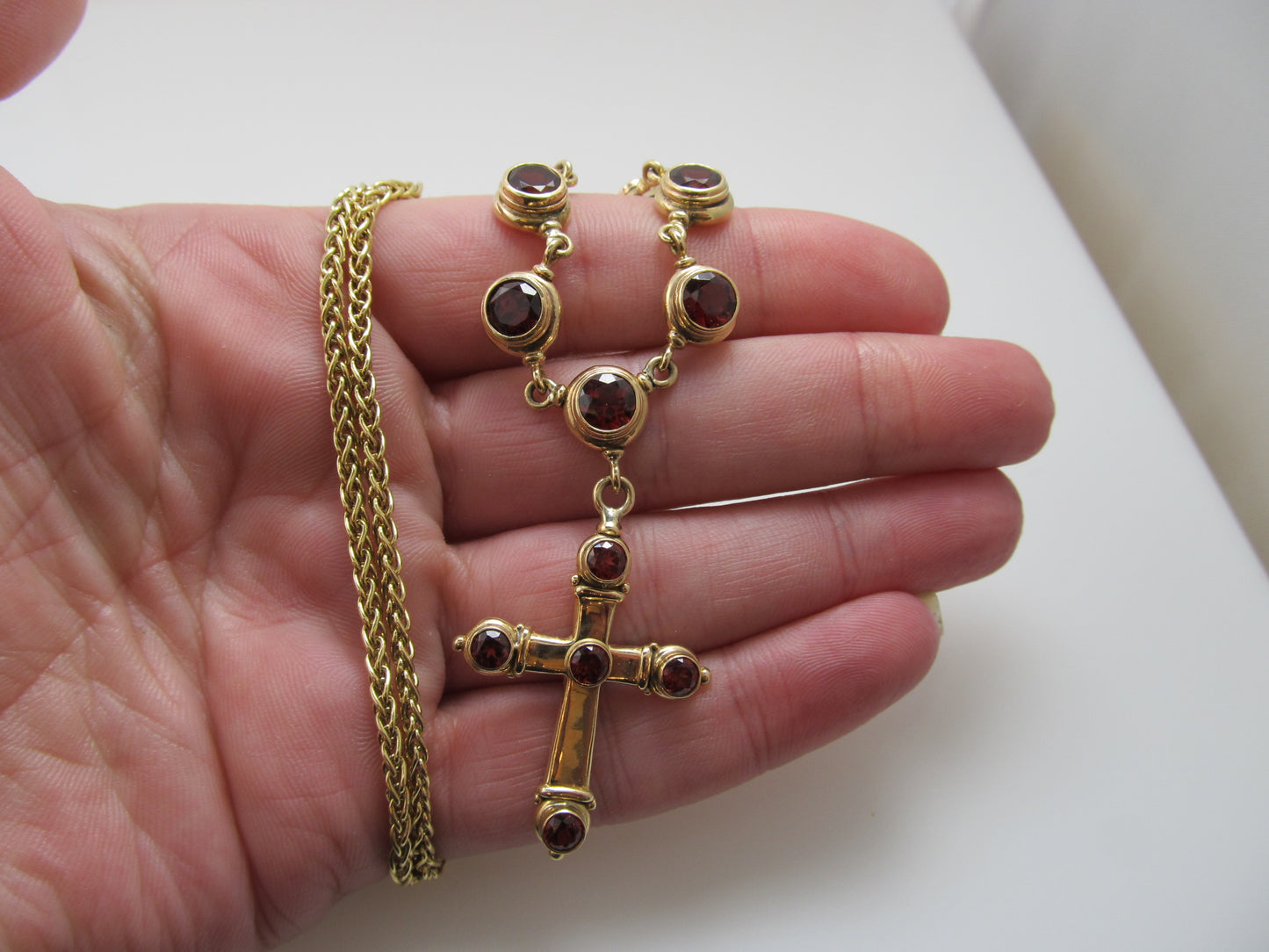 Modern 14k yellow gold cross necklace
