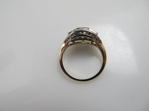 Vintage 14k white yellow gold sapphire and diamond ring, circa 1910