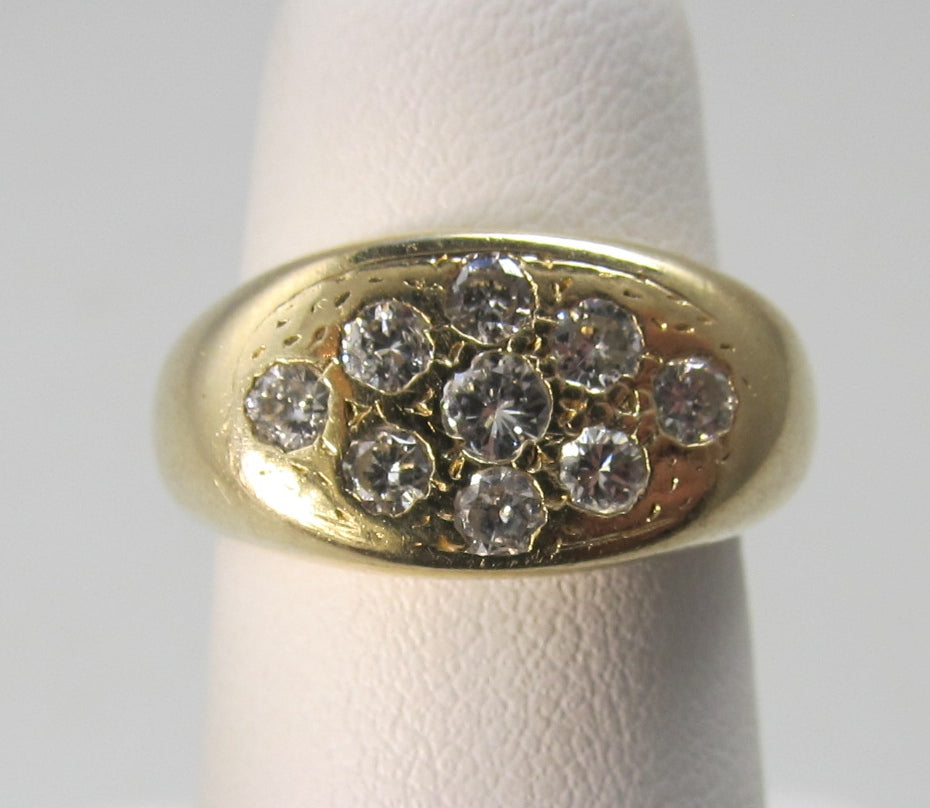 Vintage yellow gold pave set diamond ring
