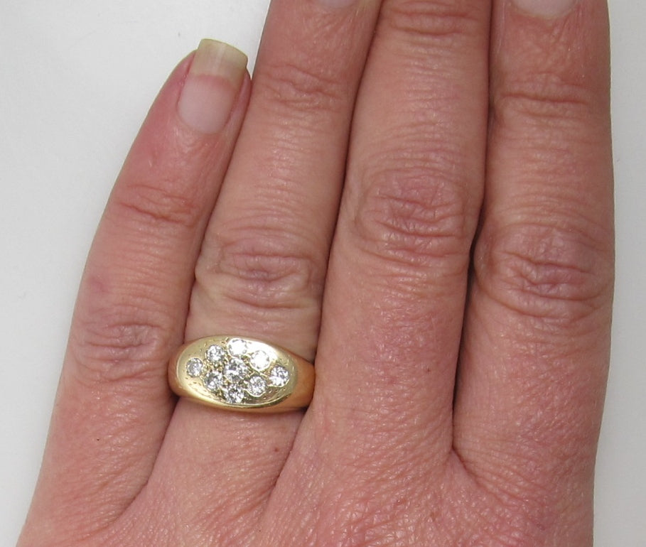 Vintage yellow gold pave set diamond ring