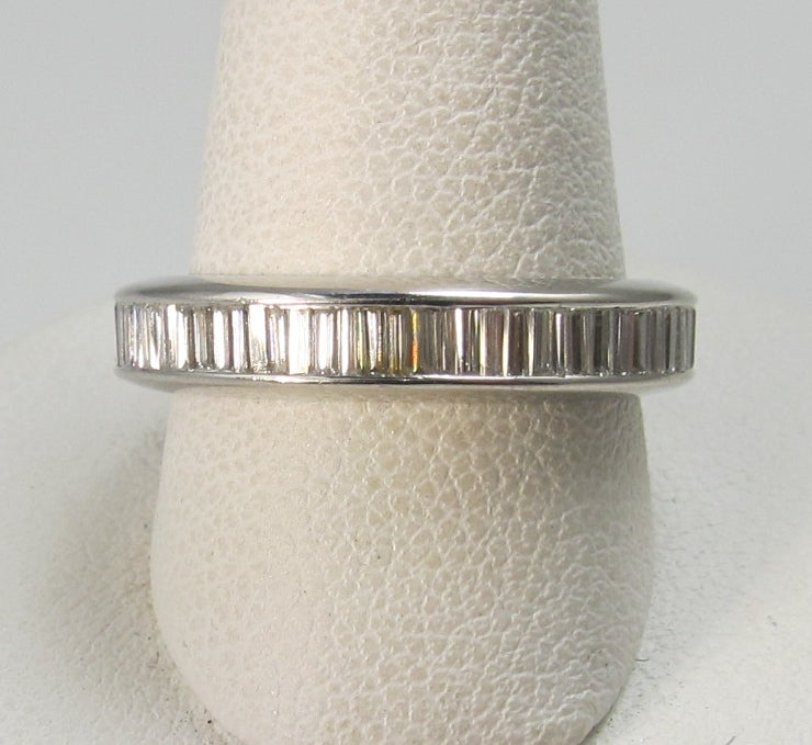 Platinum eternity band with 2cts in baguette cut diamonds
