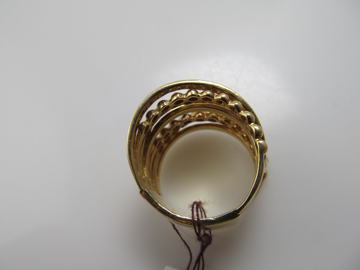 Wide yellow gold diamond multi band ring