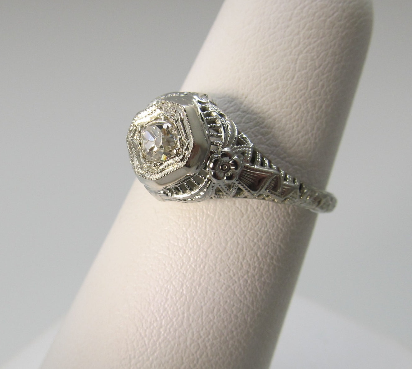Antique filigree diamond engagement ring