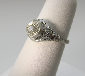 Antique filigree diamond engagement ring