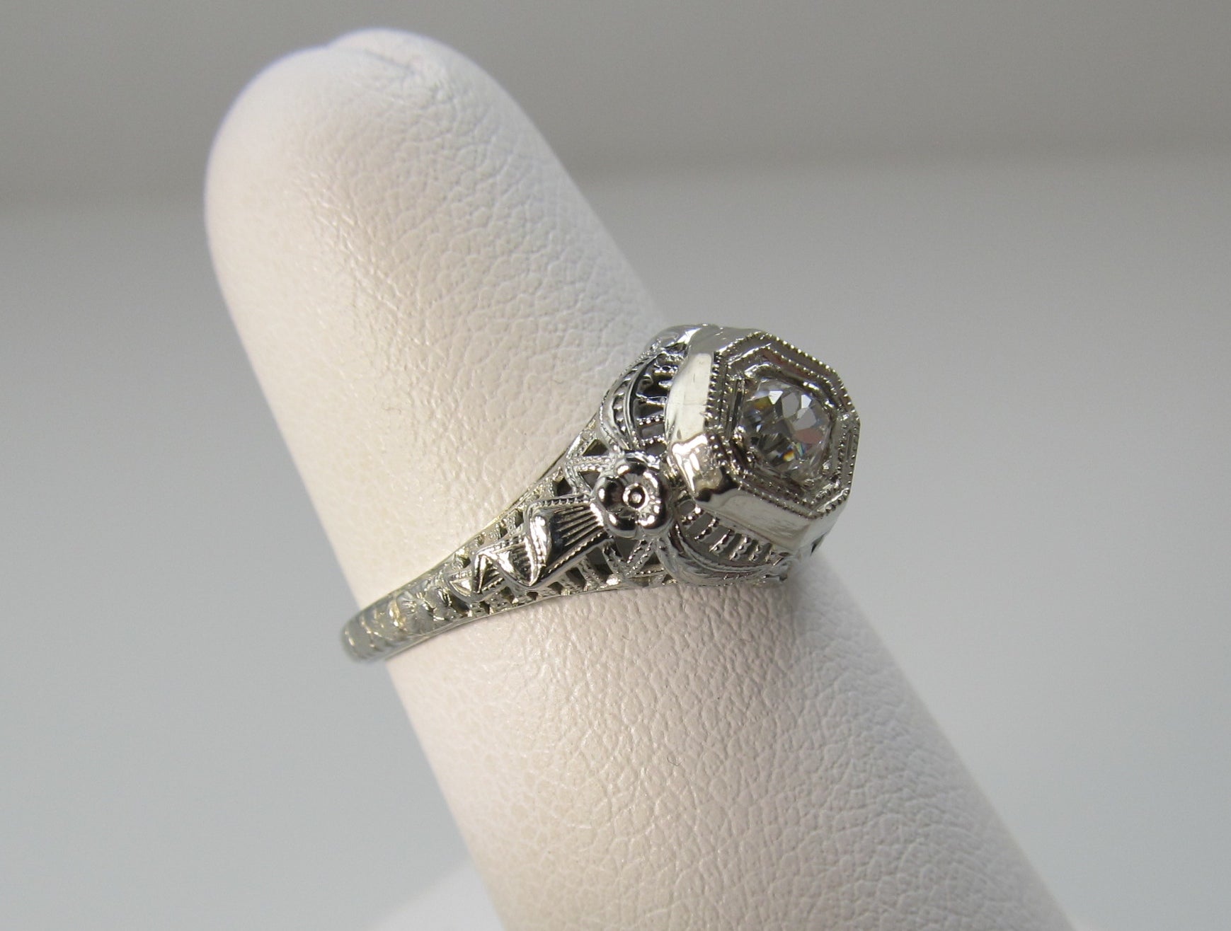 Antique filigree diamond engagement ring