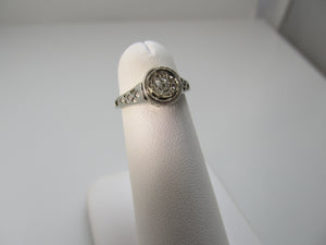 Antique 14k white gold filigree diamond engagement ring