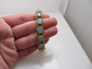 Vintage 4.00ct opal bangle bracelet, 14k yellow gold