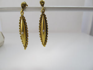 Vintage yellow gold drop earrings