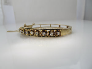 Vintage enamel diamond bangle bracelet