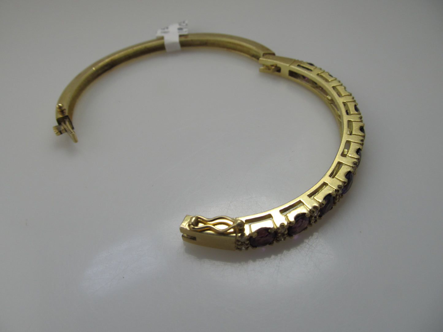 Yellow gold amethyst diamond bangle bracelet