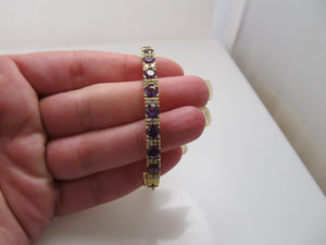 Yellow gold amethyst diamond bangle bracelet