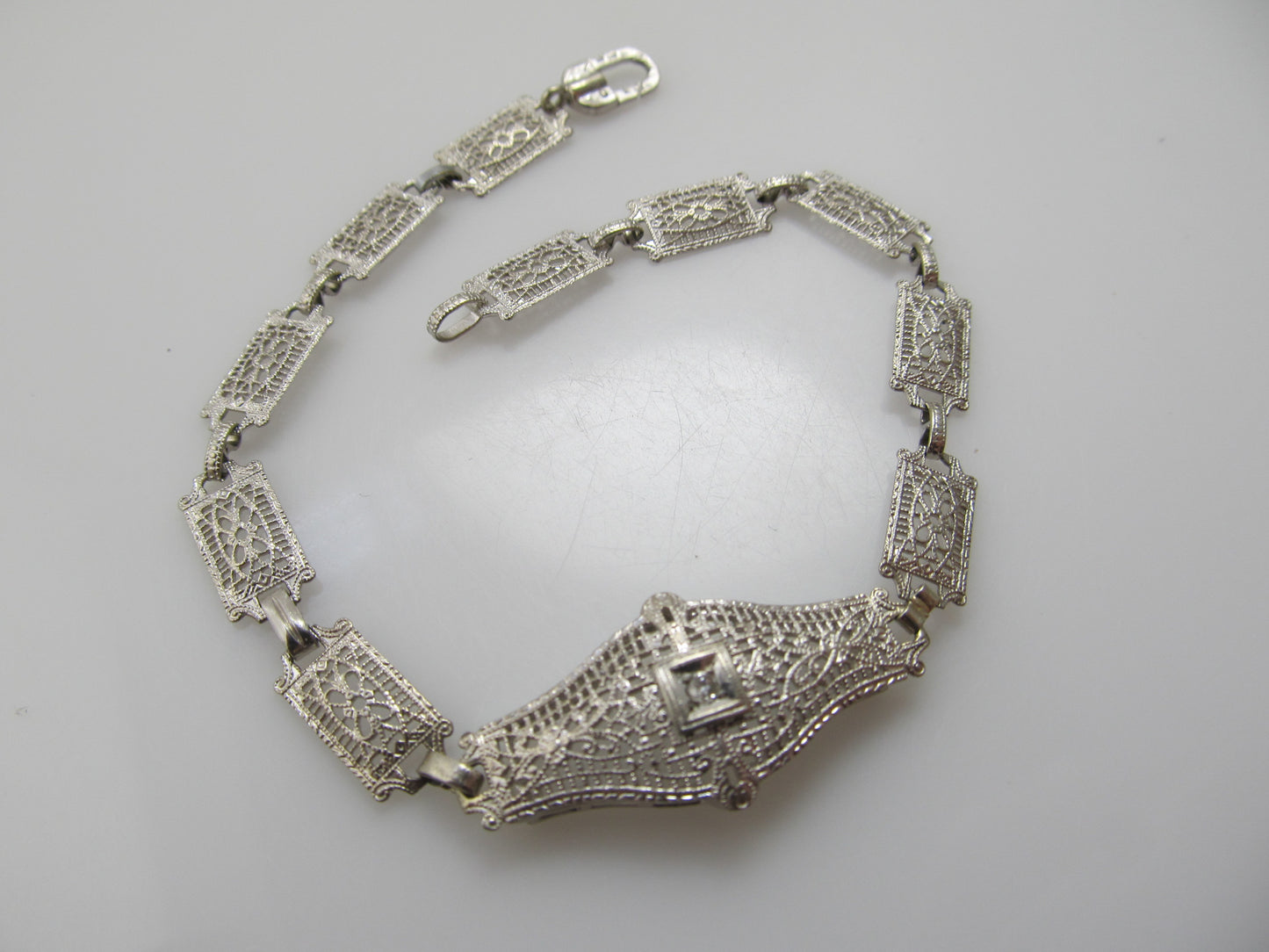 Vintage white gold filigree bracelet