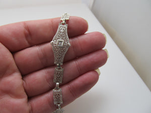 Vintage white gold filigree bracelet