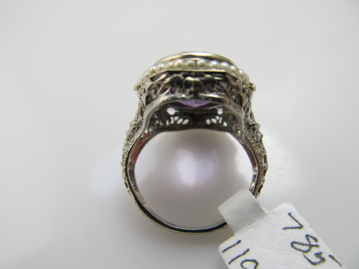 Vintage 4.50ct amethyst pearl ring