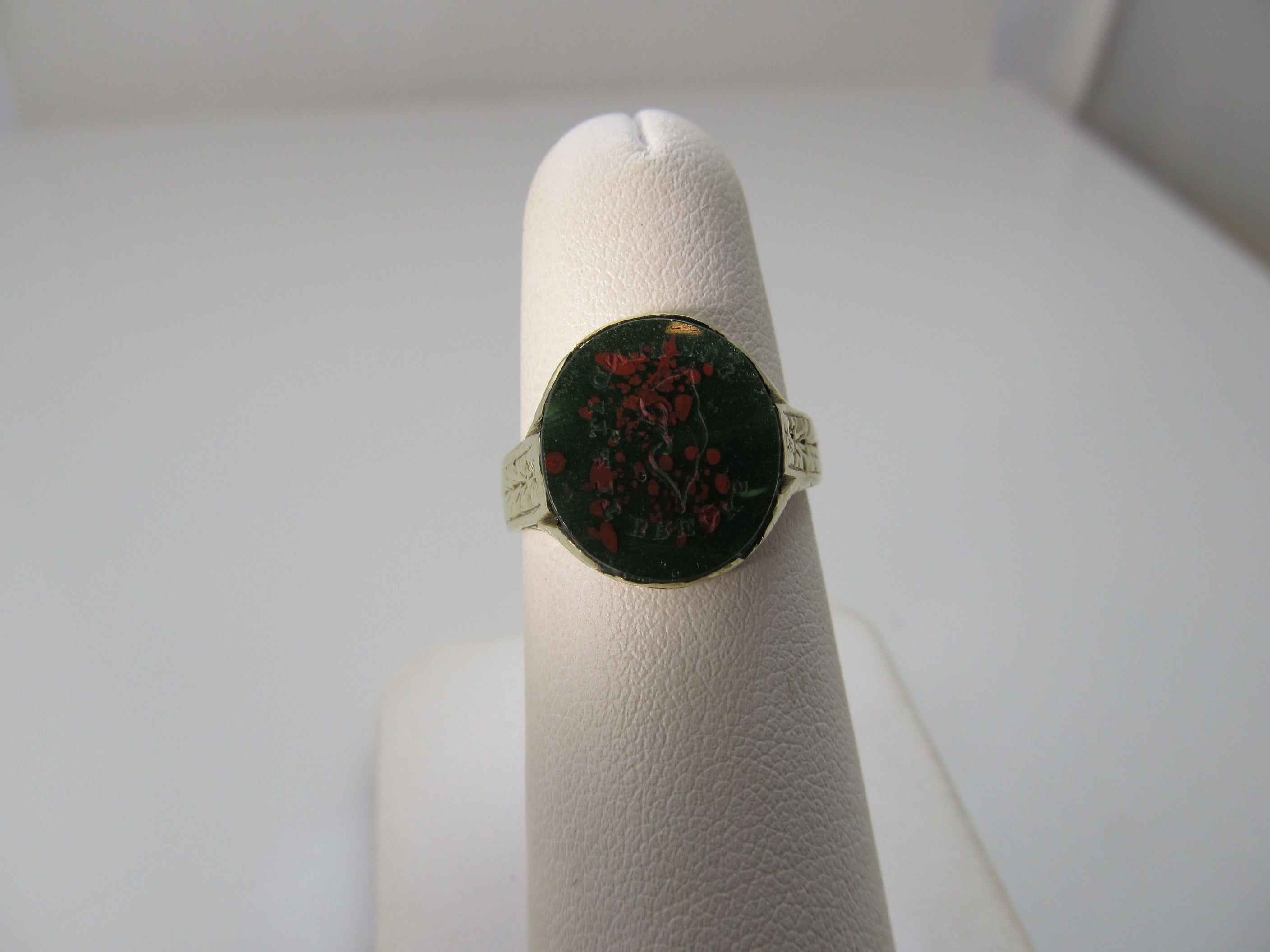 Vintage bloodstone intaglio ring