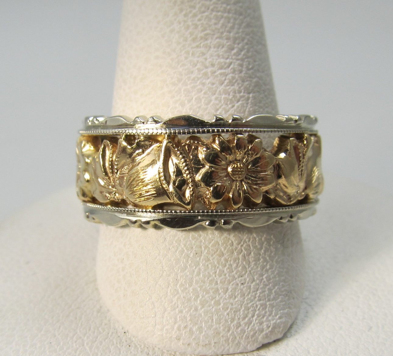 Vintage 14k white and rose gold band