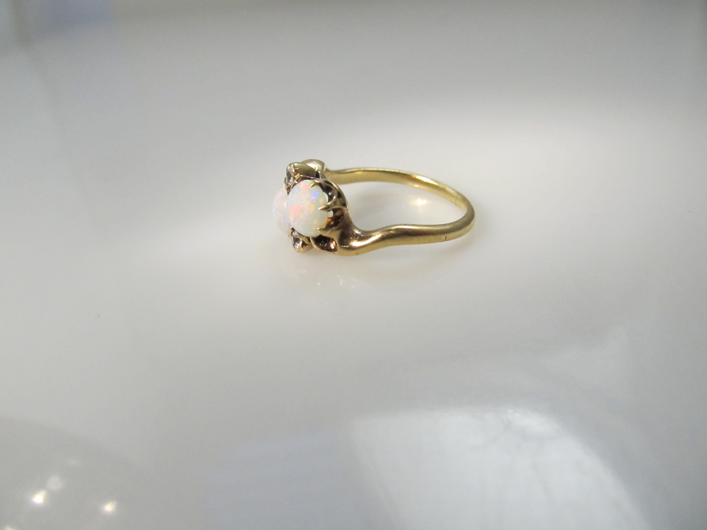 Antique opal and diamond ring