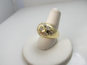 Fab 1.50ct star set diamond dome ring, 14k yellow gold, circa 1960