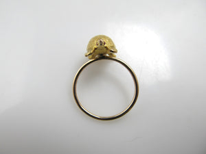 Antique turtle ring with ruby eyes, 14k yellow gold, circa 1910