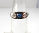 Vintage sapphire diamond gypsy ring, 14k white gold