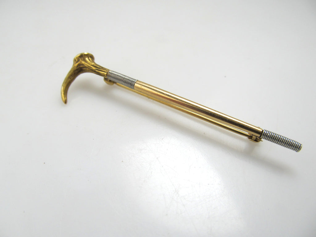 Antique stylized cane pin in 14k and platinum, circa 1910