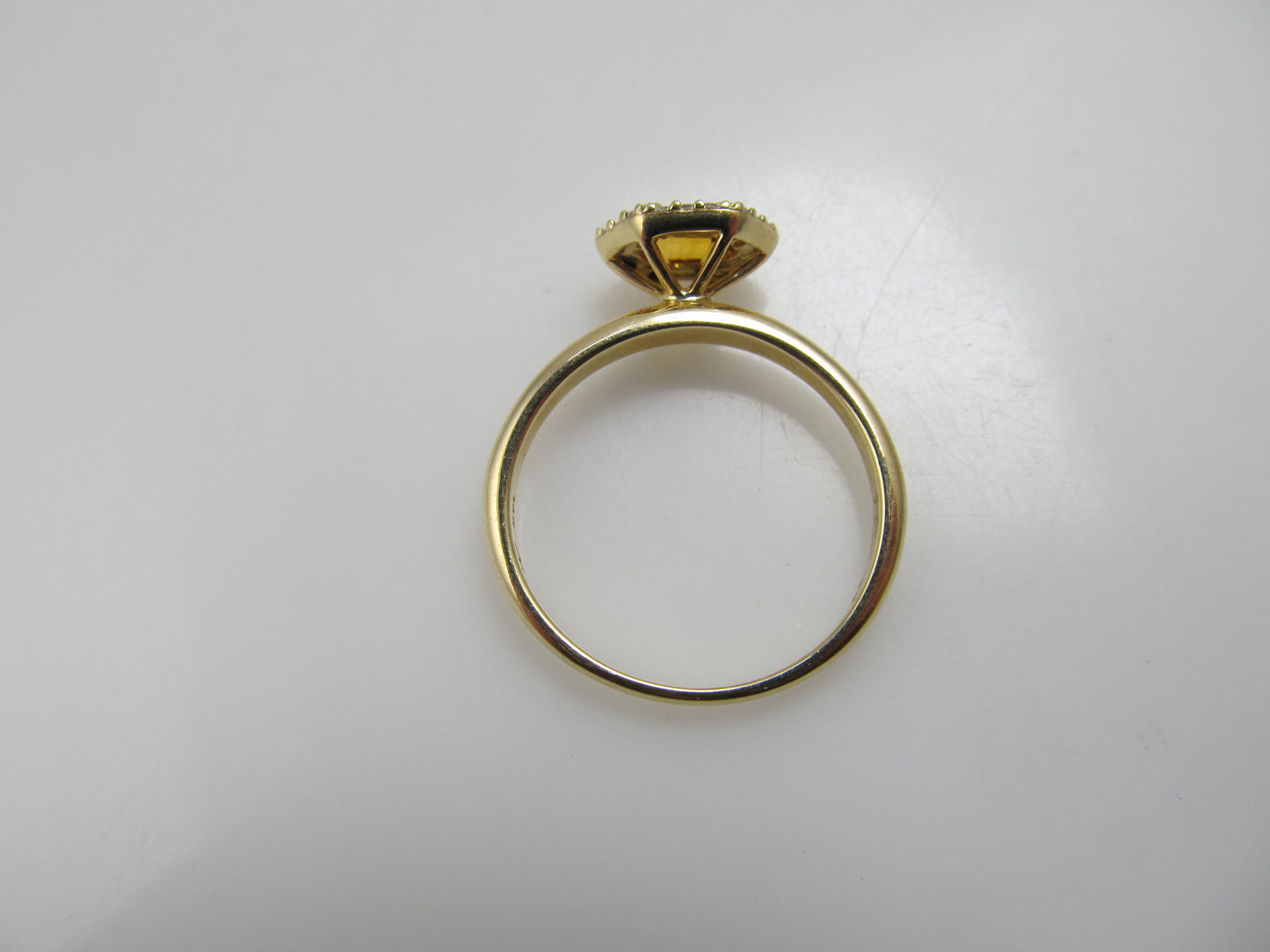 14k yellow gold citrine and diamond ring