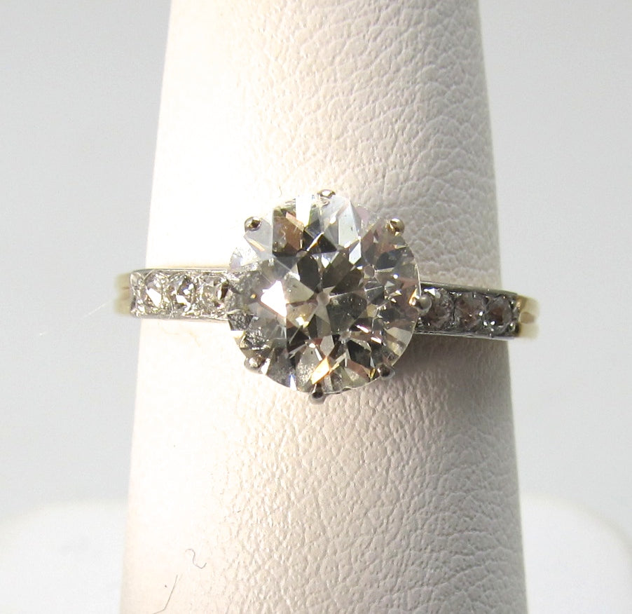 Antique 1.94ct old cut diamond engagement ring