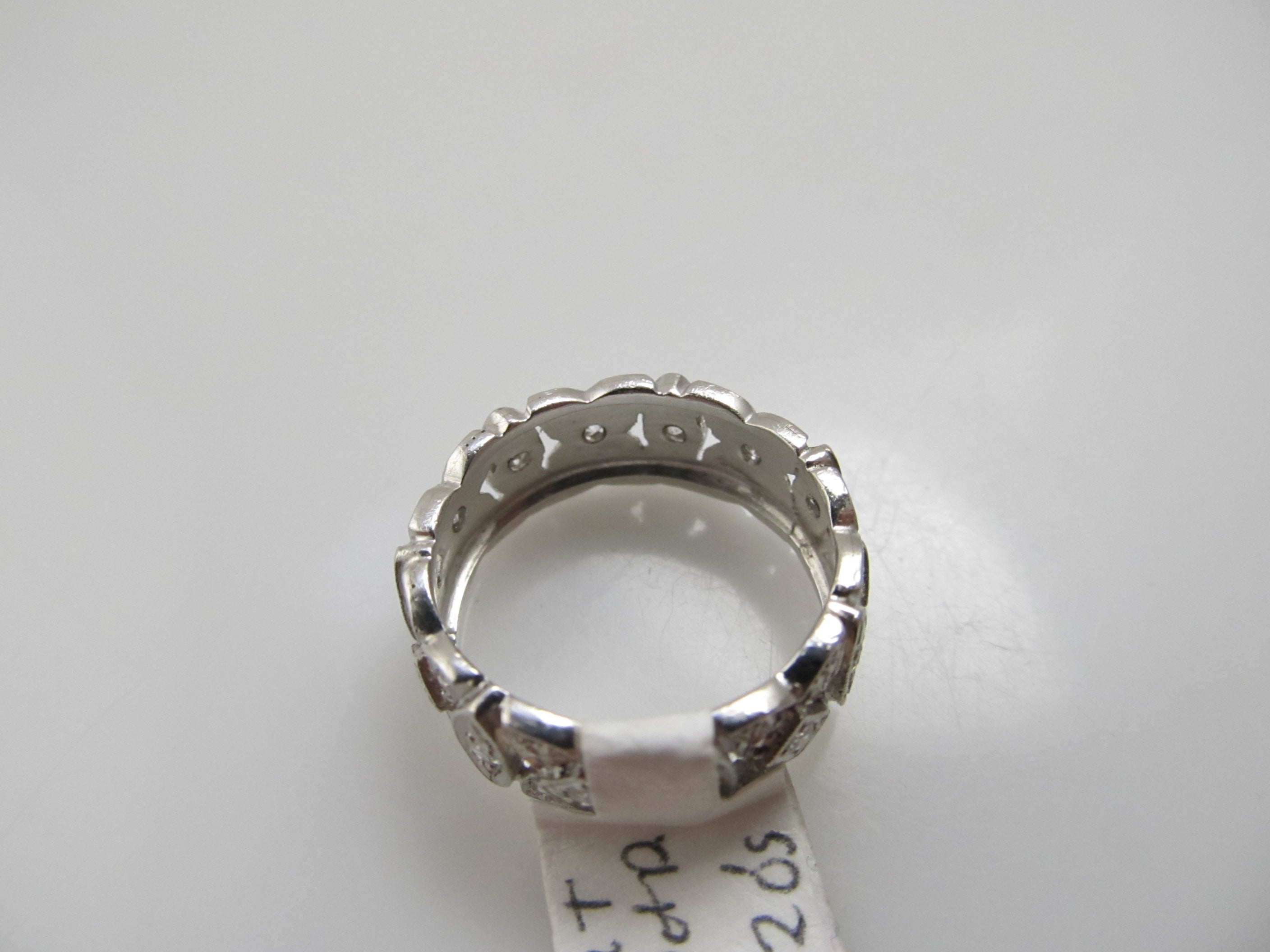 Vintage platinum filigree eternity band