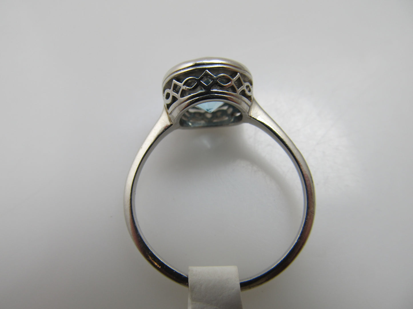Antique platinum blue zircon ring