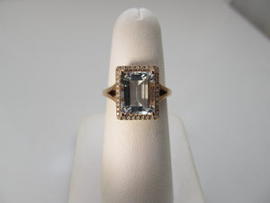 3ct rose gold aquamarine diamond ring