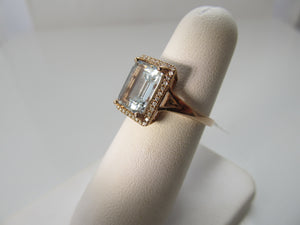 3ct rose gold aquamarine diamond ring