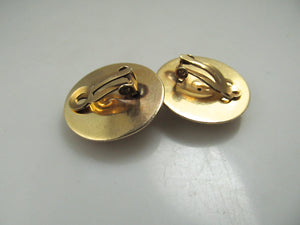 Vintage retro 14k ruby cabochon clip on earrings, circa 1940