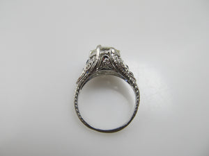 Antique 1.92ct diamond sapphire engagement ring