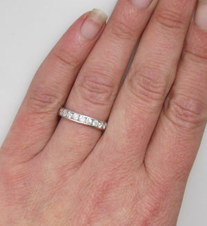 14k white gold channel set diamond band