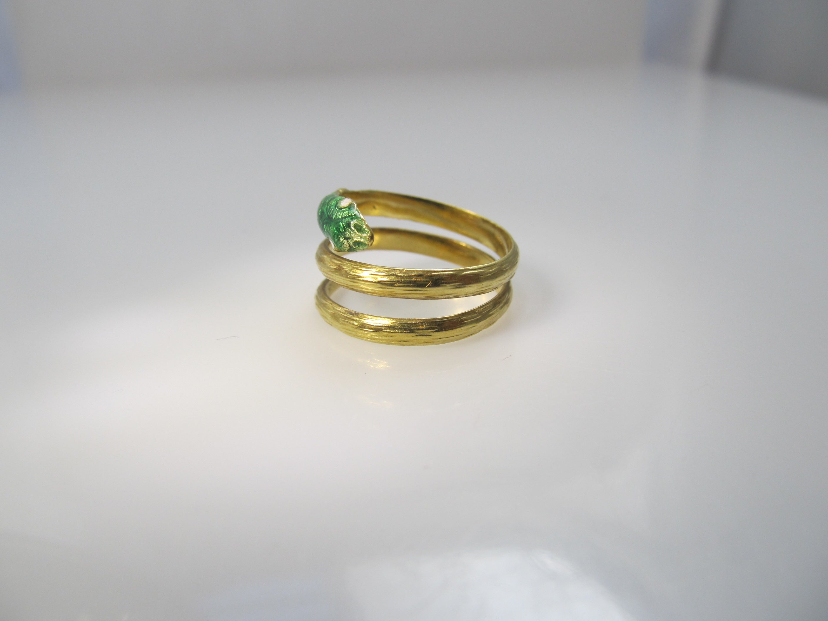 Vintage enamel coiled snake ring