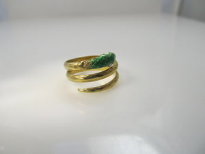 Vintage enamel coiled snake ring