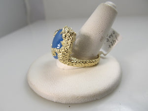 14k gold dragon ring with diamonds and chalcedony