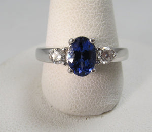 14k white gold tanzanite and diamond ring