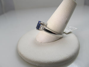 14k white gold tanzanite and diamond ring