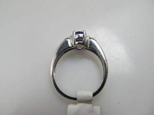 14k white gold tanzanite and diamond ring