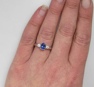 14k white gold tanzanite and diamond ring