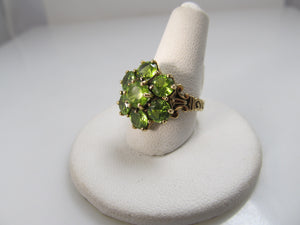 14k gold ring a peridot cluster top