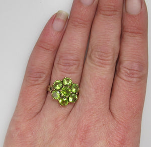 14k gold ring a peridot cluster top