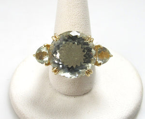 Huge 14k praisolite ring, 14k yellow gold